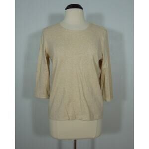 REBECCA MALONE S SMALL Knit Top Womans Casual Beige 3/4 Sleeves